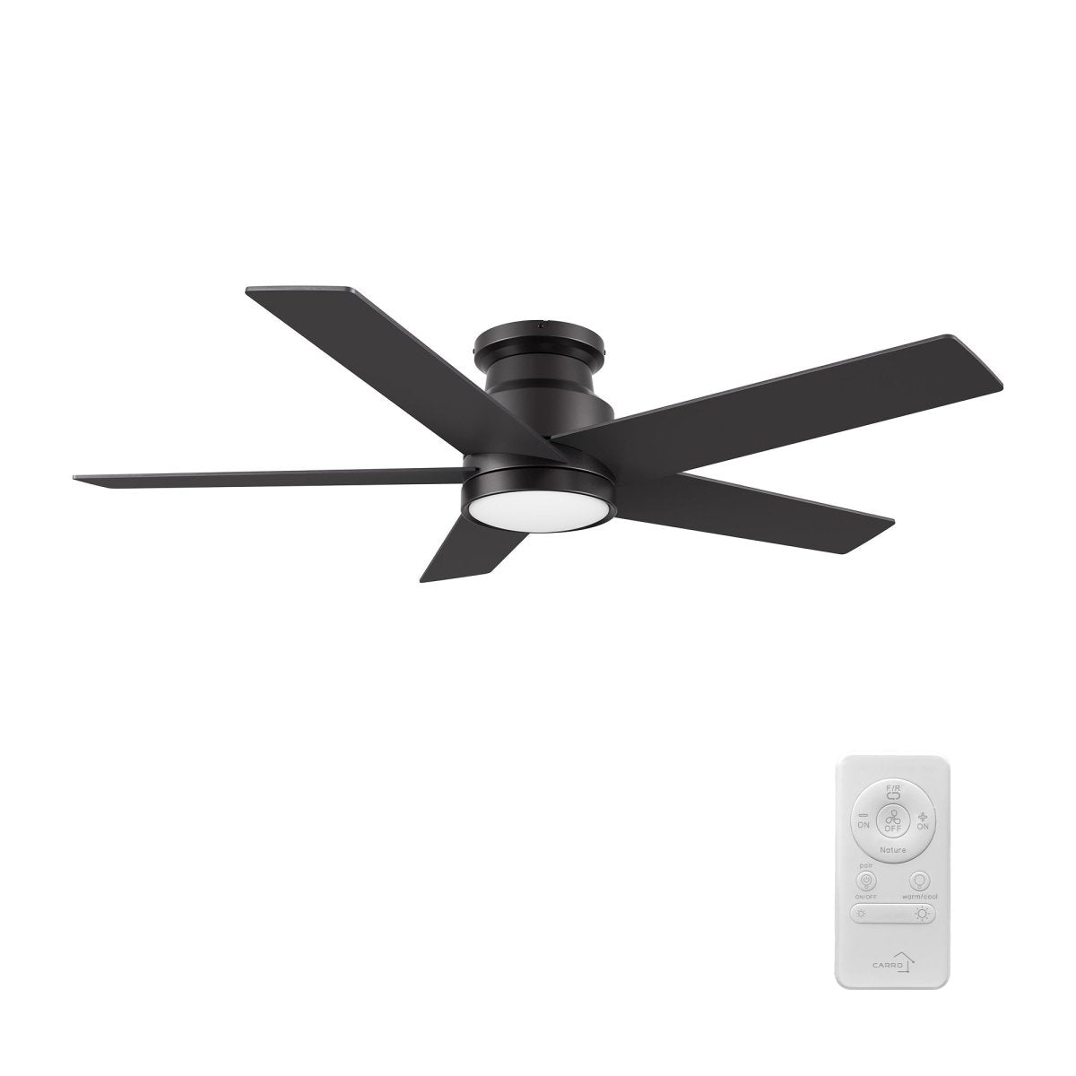 SANTANA 52 inch 5 - Blade Flush Mount Ceiling Fan with LED Light & Remote - LEDMyPlace
