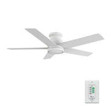 SANTANA 52 inch 5 - Blade Flush Mount Ceiling Fan with LED Light & Wall Control - LEDMyPlace