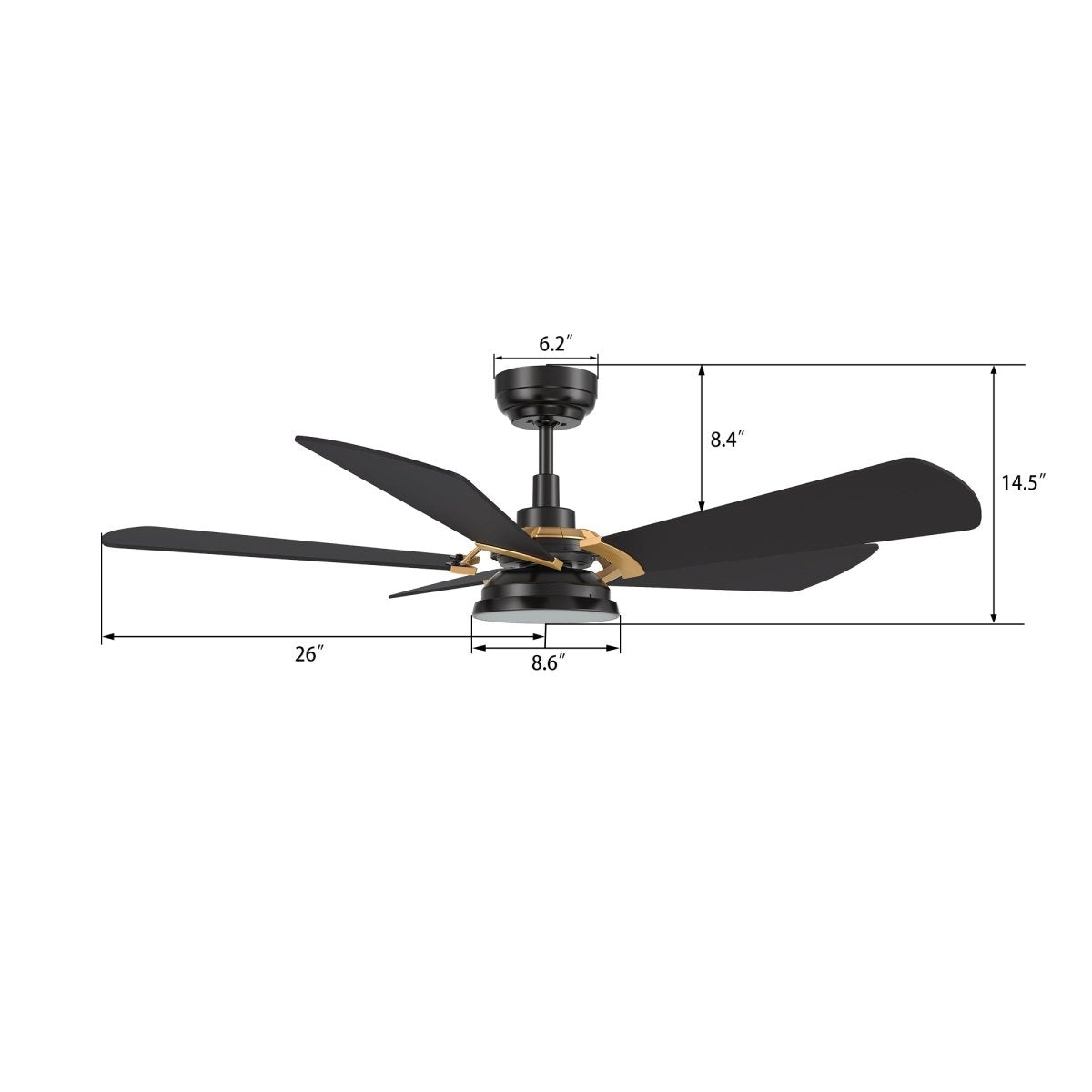 SAVILI 52 inch 5 - Blade Smart Ceiling Fan with LED Light & Remote Control - LEDMyPlace