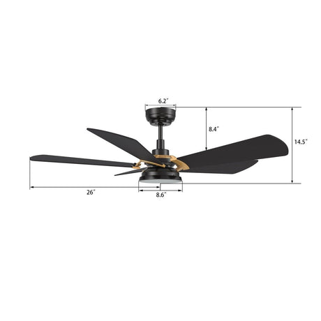 SAVILI 52 inch 5 - Blade Smart Ceiling Fan with LED Light & Remote Control - LEDMyPlace