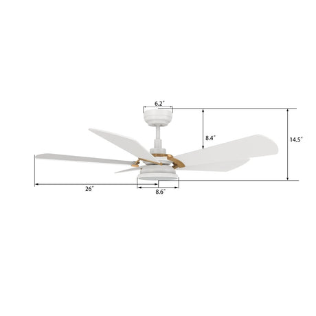 SAVILI 52 inch 5 - Blade Smart Ceiling Fan with LED Light & Remote Control - LEDMyPlace