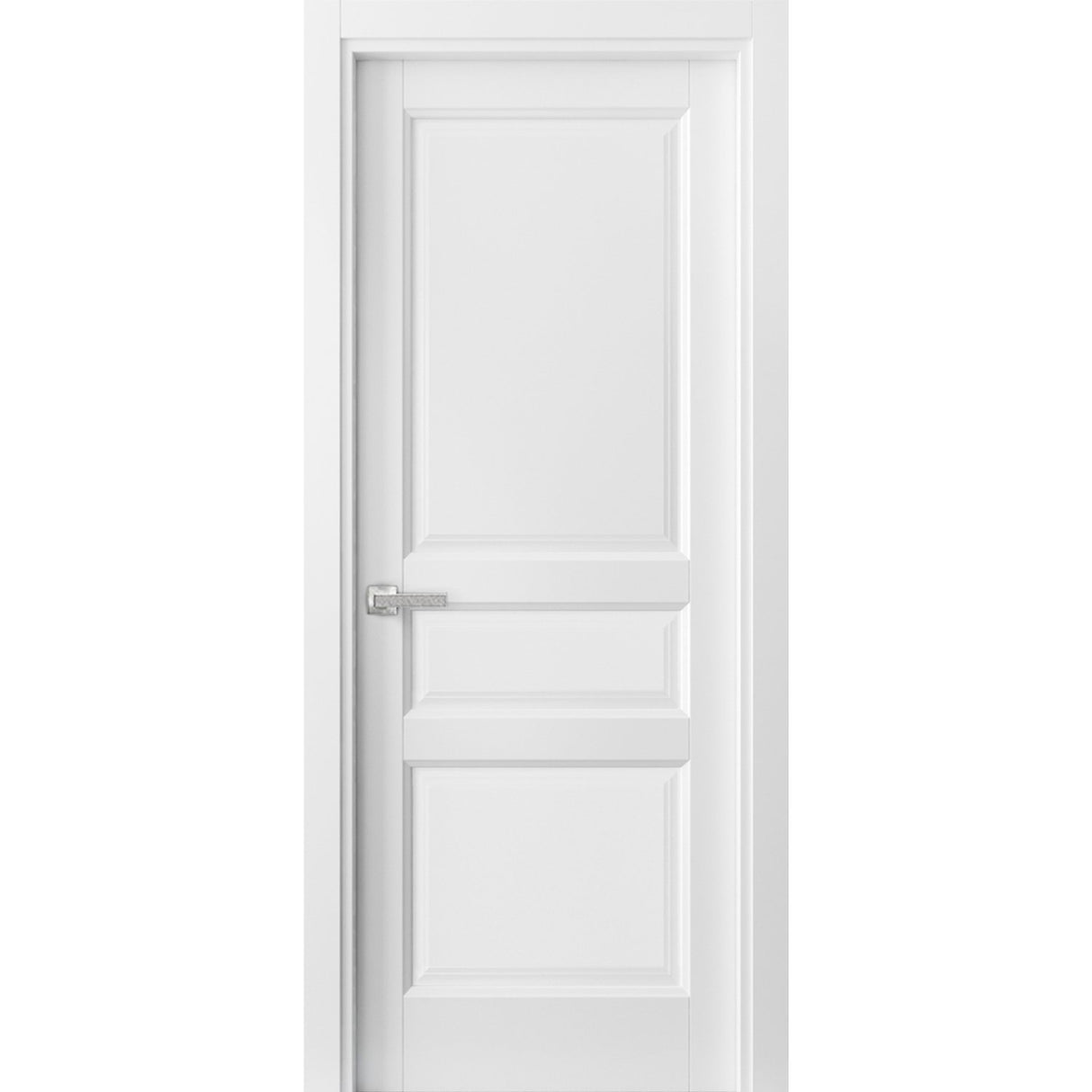 Pantry Kitchen 3-Panels Door with Hardware | Lucia 31 White Silk | Single Panel Frame Trims | Bathroom Bedroom Sturdy Doors