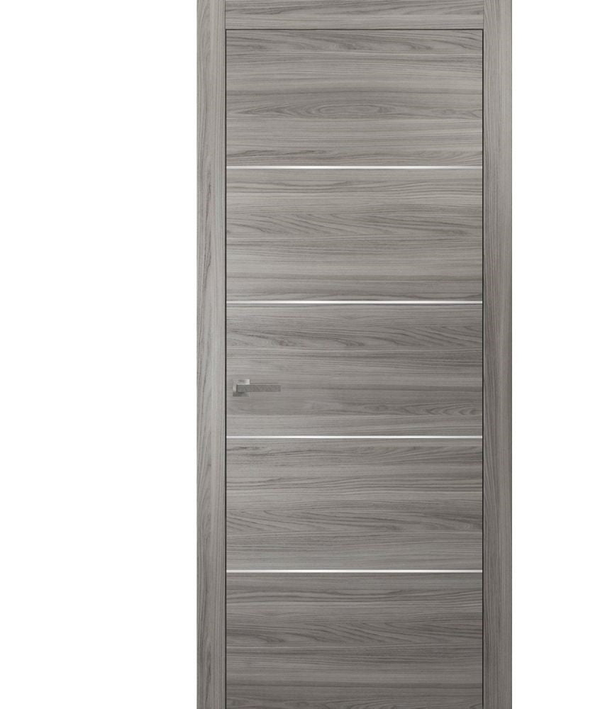 Modern Wood Interior Door with Hardware | Planum 0020 Ginger Ash | Single Panel Frame Trims | Bathroom Bedroom Sturdy Doors