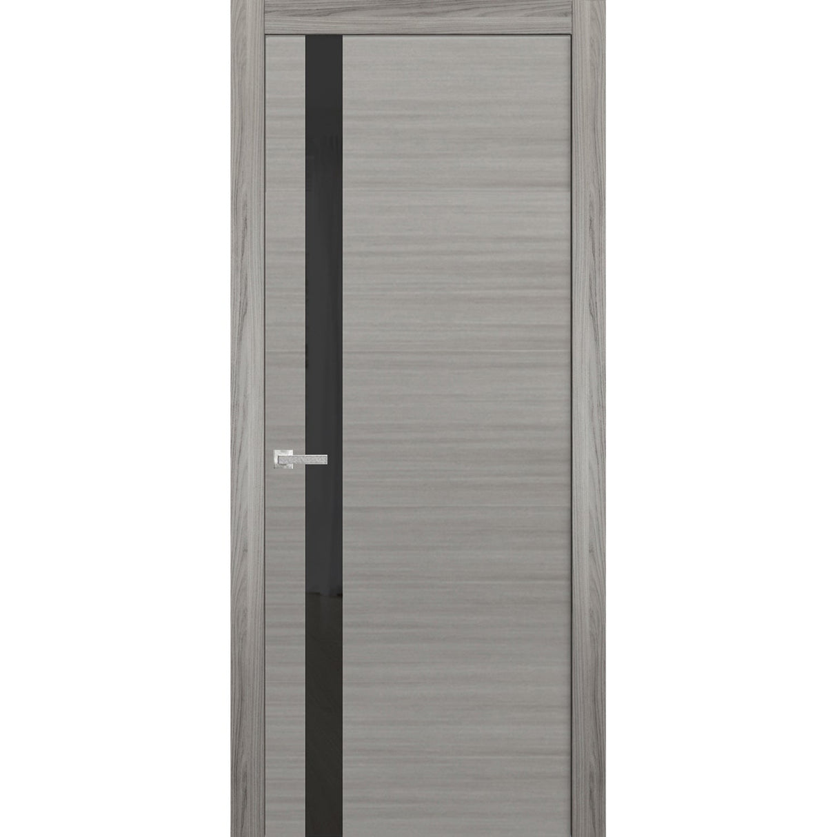 Solid Interior French | Planum 0040 Grey Ash | Single Regular Panel Frame Trims Handle | Bathroom Bedroom Sturdy Doors