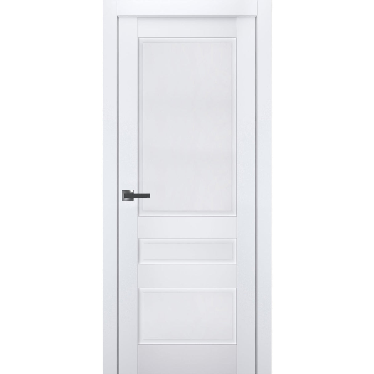 Interior Solid French Door | Veregio 7411 White Silk | Single Regular Panel Frame Trims Handle | Bathroom Bedroom Sturdy Doors