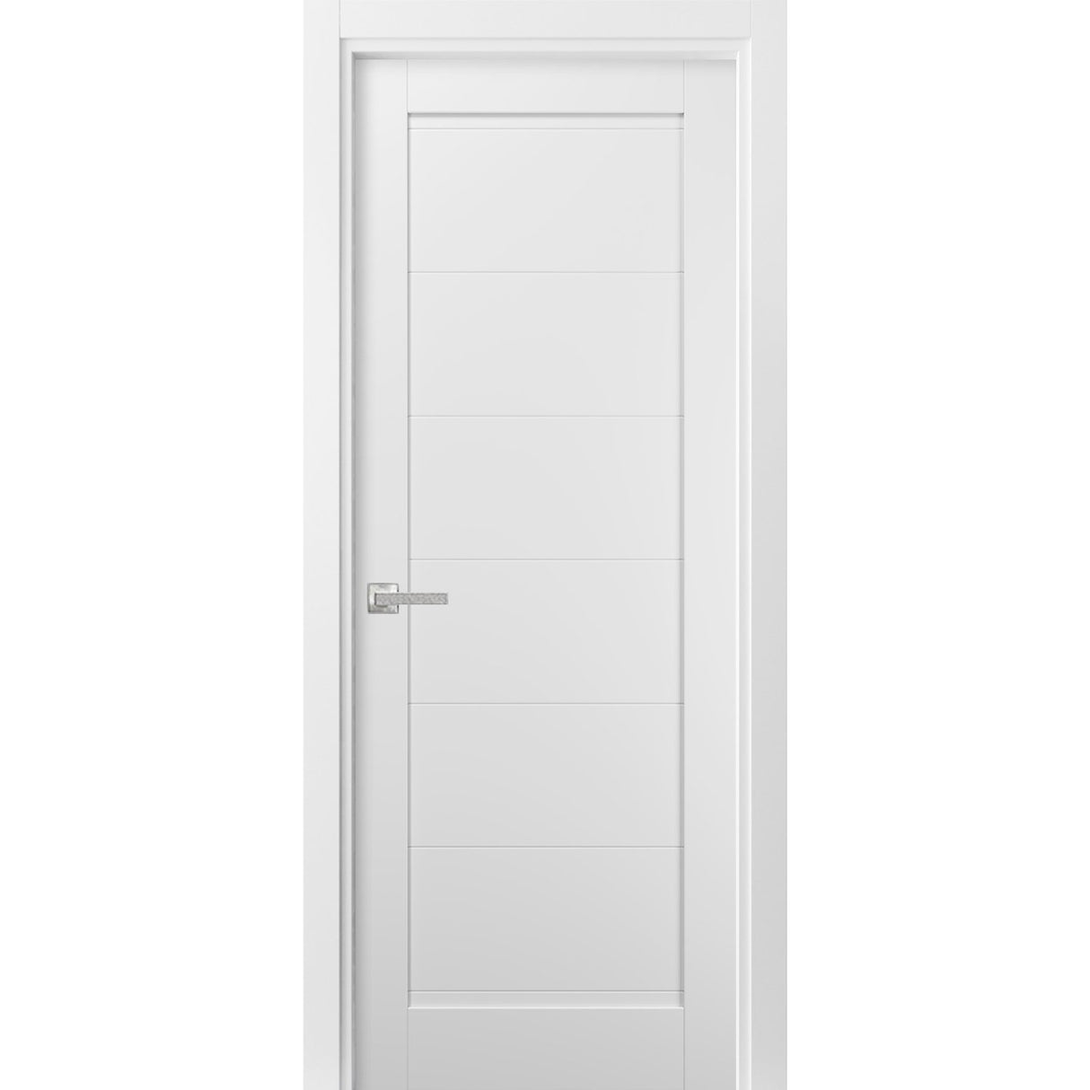 Pantry Kitchen Door with Hardware | Quadro 4115 White Silk | Single Panel Frame Trims | Bathroom Bedroom Sturdy Doors