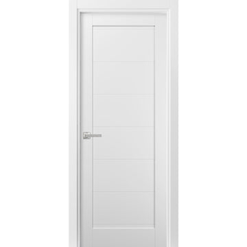 Pantry Kitchen Door with Hardware | Quadro 4115 White Silk | Single Panel Frame Trims | Bathroom Bedroom Sturdy Doors