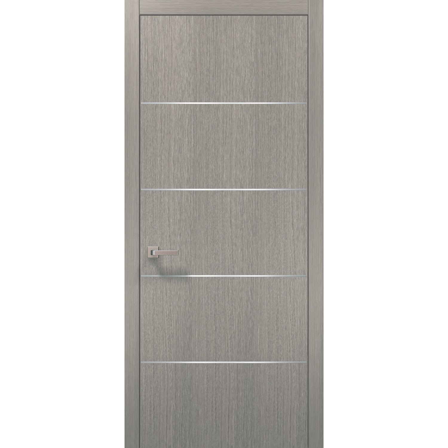 Modern Wood Interior Door with Hardware | Planum 0020 Grey Oak | Single Panel Frame Trims | Bathroom Bedroom Sturdy Doors