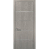 Modern Wood Interior Door with Hardware | Planum 0020 Grey Oak | Single Panel Frame Trims | Bathroom Bedroom Sturdy Doors