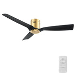 SKARA 52 inch 3 - Blade Flush Mount No Light Ceiling Fan with Remote - LEDMyPlace