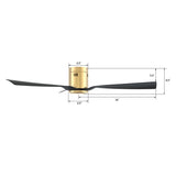 SKARA 52 inch 3 - Blade Flush Mount No Light Ceiling Fan with Remote - LEDMyPlace