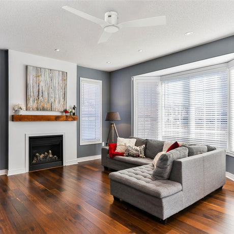 SKARA 52 inch 3 - Blade Flush Mount No Light Ceiling Fan with Remote - LEDMyPlace