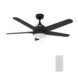 Solasta 52 Inch 5 - Blade Best Smart Ceiling Fan With Led Light Kit & Remote - Black/Dark Wood - LEDMyPlace