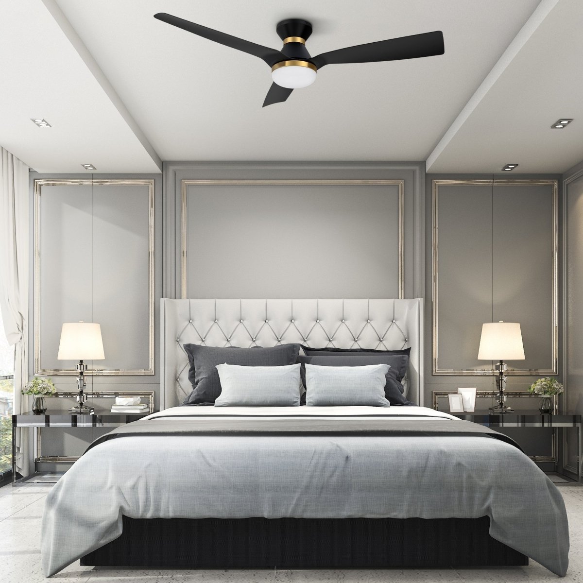 SPEZIA 52 inch 3 - Blade Flush Mount Best Smart Ceiling Fan with LED Light & Remote - LEDMyPlace