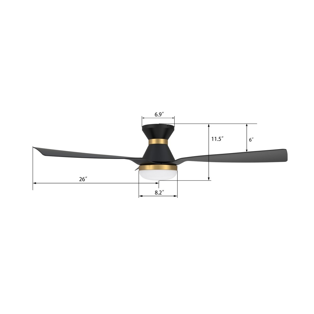 SPEZIA 52 inch 3 - Blade Flush Mount Best Smart Ceiling Fan with LED Light & Remote - LEDMyPlace