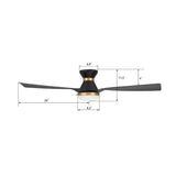 SPEZIA 52 inch 3 - Blade Flush Mount Best Smart Ceiling Fan with LED Light & Remote - LEDMyPlace