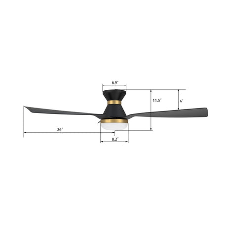 SPEZIA 52 inch 3 - Blade Flush Mount Best Smart Ceiling Fan with LED Light & Remote - LEDMyPlace