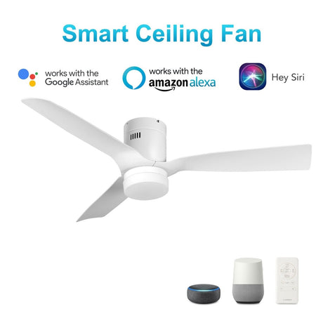 SPEZIA 52 inch 3 - Blade Flush Mount Smart Ceiling Fan with LED Light & Remote - LEDMyPlace