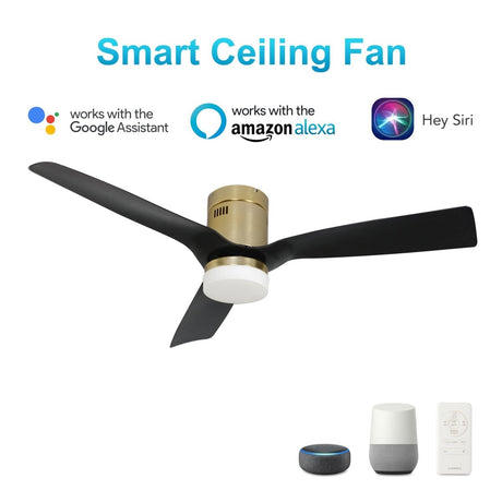 SPEZIA 52 inch 3 - Blade Flush Mount Smart Ceiling Fan with LED Light & Remote - LEDMyPlace