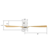 SPEZIA 52 inch 3 - Blade Flush Mount Smart Ceiling Fan with Remote & LED Light - LEDMyPlace