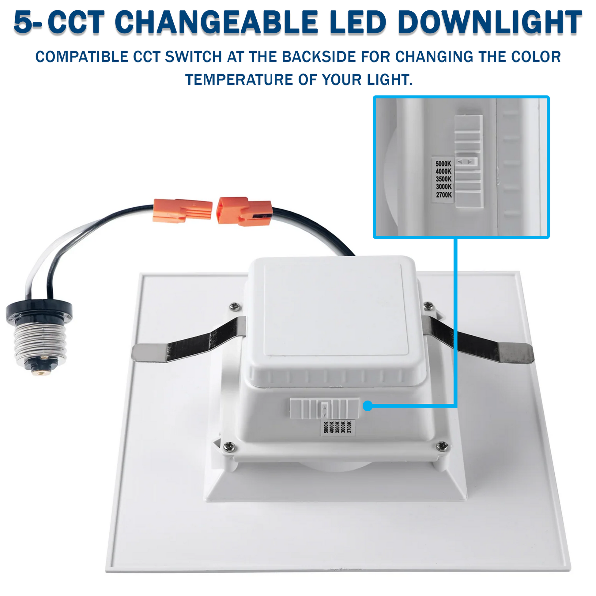 Square LED Downlights with CCT Switch