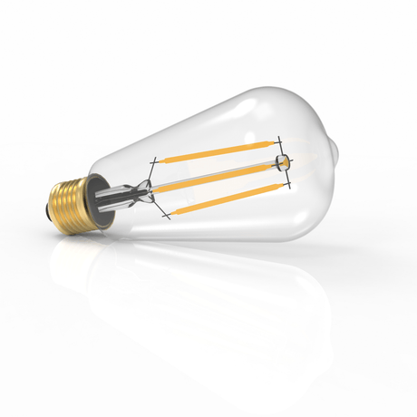 ST18 Dimmable Straight Filament Vintage Edison LED Light Bulb, 6W, 2700K, 600LM, 120V/60Hz, 4 - filament, E26, Clear, Warm Amber Light - LEDMyPlace