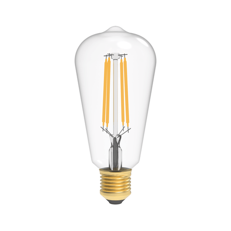 ST18 Dimmable Straight Filament Vintage Edison LED Light Bulb, 6W, 2700K, 600LM, 120V/60Hz, 4 - filament, E26, Clear, Warm Amber Light - LEDMyPlace
