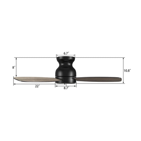 STANLEY 44 inch 3 - Blade Flush Mount No Light Ceiling Fan with Remote - LEDMyPlace