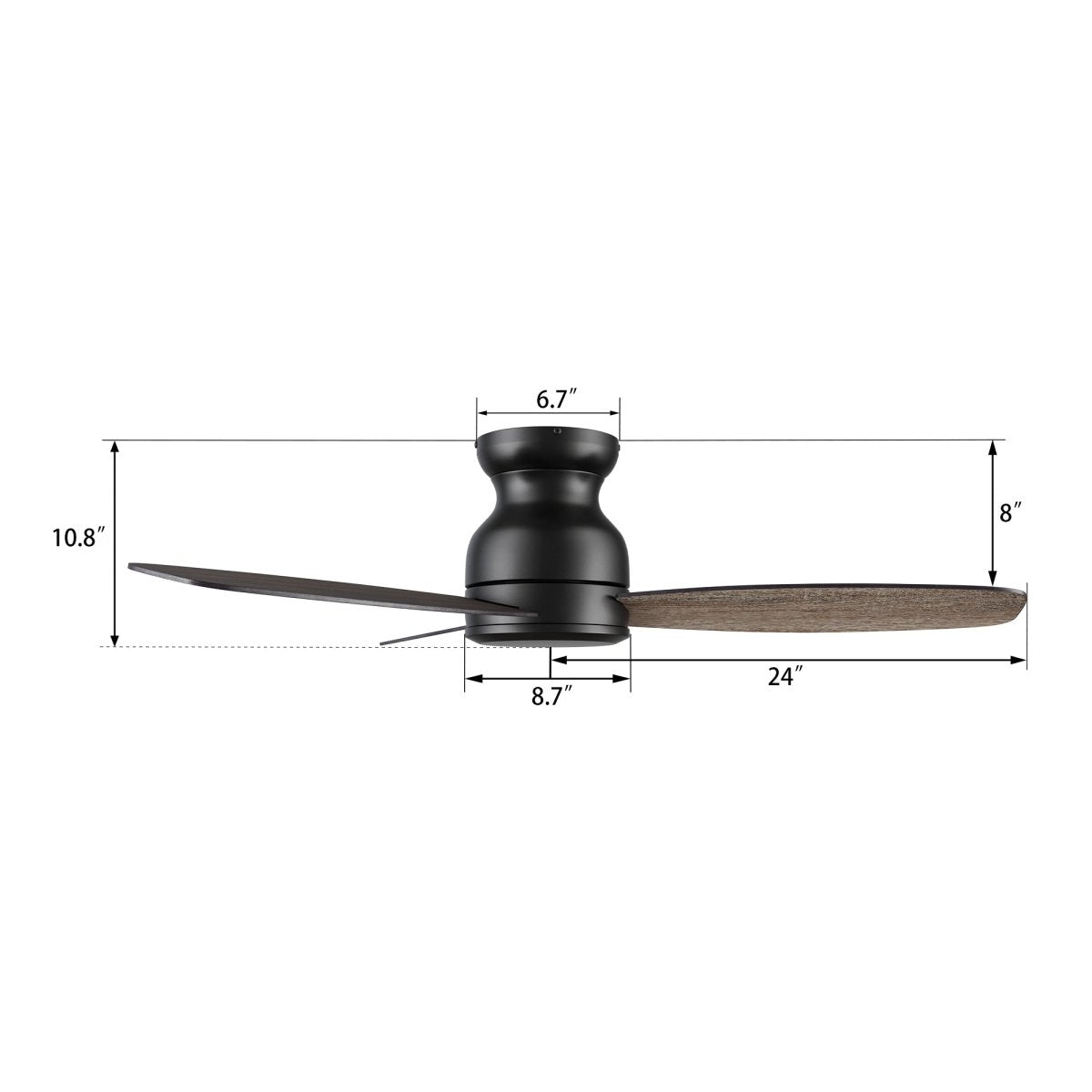 STANLEY 48 inch 3 - Blade Flush Mount No Light Ceiling Fan with Remote - LEDMyPlace