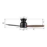 STANLEY 48 inch 3 - Blade Flush Mount No Light Ceiling Fan with Remote - LEDMyPlace