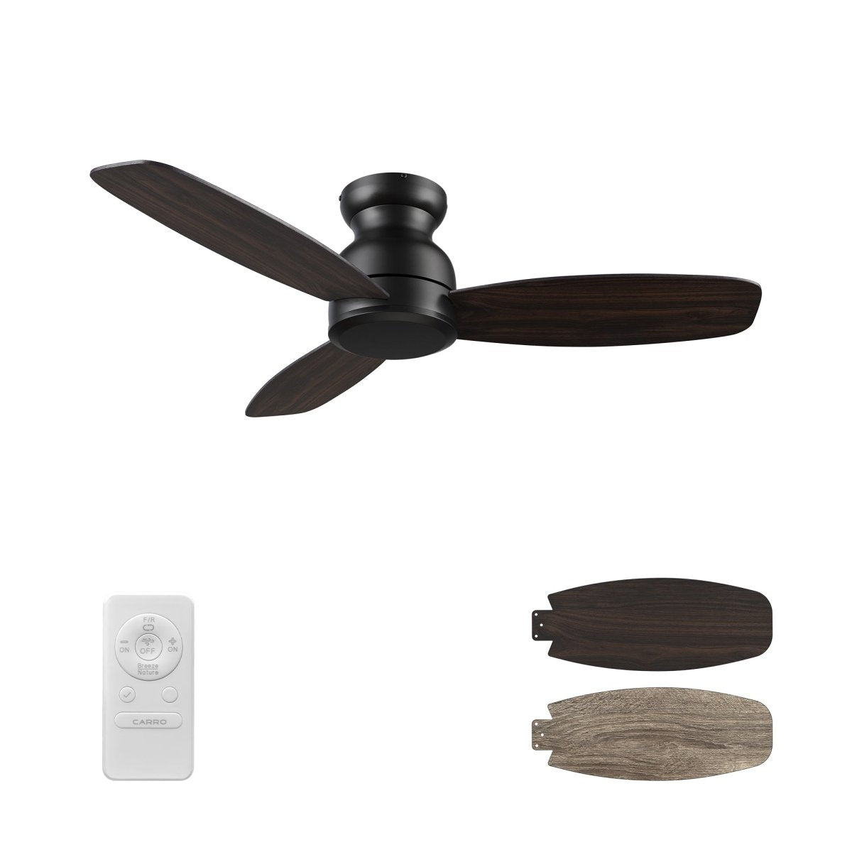 STANLEY 48 inch 3 - Blade Flush Mount No Light Ceiling Fan with Remote - LEDMyPlace