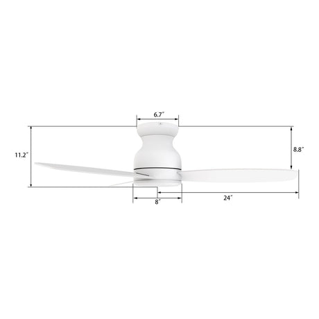 STANLEY 48 inch 3 - Blade Flush Mount No Light Ceiling Fan with Remote - LEDMyPlace