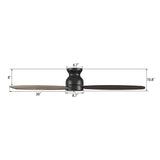 STANLEY 60 inch 3 - Blade Flush Mount No Light Ceiling Fan with Remote - LEDMyPlace