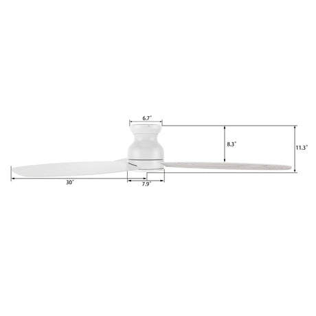 STANLEY 60 inch 3 - Blade Flush Mount No Light Ceiling Fan with Remote - LEDMyPlace