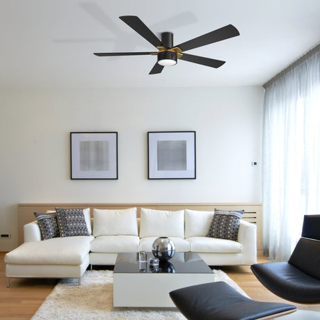 STOCKTON 52 inch 5 - Blade Flush Mount Smart Ceiling Fan with LED Light & Remote - LEDMyPlace