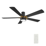 STOCKTON 52 inch 5 - Blade Flush Mount Smart Ceiling Fan with LED Light & Remote - LEDMyPlace