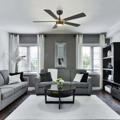 STOCKTON 52 inch 5 - Blade Smart Ceiling Fan with LED Light & Remote - LEDMyPlace