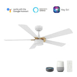 STOCKTON 52 inch 5 - Blade Smart Ceiling Fan with LED Light & Remote - LEDMyPlace