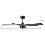 STOCKTON 52 inch 5 - Blade Smart Ceiling Fan with LED Light & Remote - LEDMyPlace