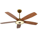 Striker 52 in. 5 - Blade Best Smart Ceiling Fan with Dimmable LED Light, Gold/Wood Grain Finish, Works w/ Remote Control/Alexa/Google Home/Siri - LEDMyPlace