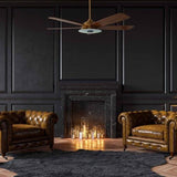 Striker 52 in. 5 - Blade Best Smart Ceiling Fan with Dimmable LED Light, Gold/Wood Grain Finish, Works w/ Remote Control/Alexa/Google Home/Siri - LEDMyPlace