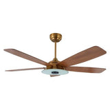 Striker 52 in. 5 - Blade Best Smart Ceiling Fan with Dimmable LED Light, Gold/Wood Grain Finish, Works w/ Remote Control/Alexa/Google Home/Siri - LEDMyPlace