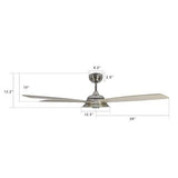 Striker 52 in. 5 - Blade Best Smart Ceiling Fan with Dimmable LED Light, Silver/Light Wood Finish, Works w/ Remote Control/Alexa/Google Home/Siri - LEDMyPlace