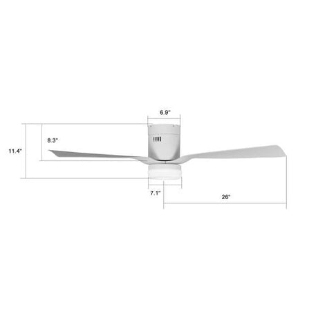 Striver 52" (3 - Blade) White Flush Mount Best Smart Ceiling Fan w/ Dimmable LED Light, Works w/ Remote Control/Alexa/Google Home/Siri - LEDMyPlace