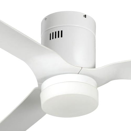 Striver 52" (3 - Blade) White Flush Mount Best Smart Ceiling Fan w/ Dimmable LED Light, Works w/ Remote Control/Alexa/Google Home/Siri - LEDMyPlace