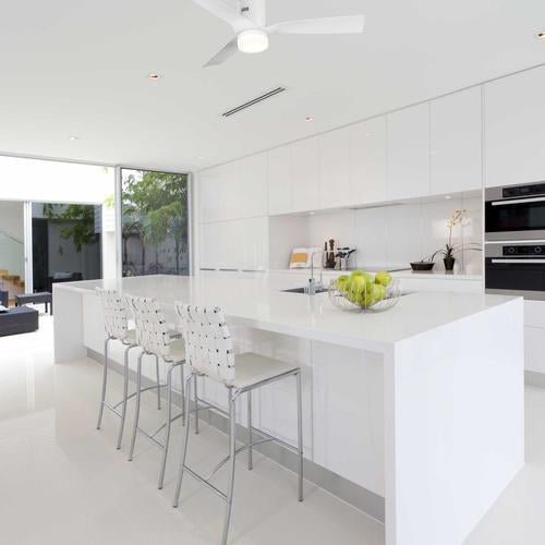 Striver 52" (3 - Blade) White Flush Mount Best Smart Ceiling Fan w/ Dimmable LED Light, Works w/ Remote Control/Alexa/Google Home/Siri - LEDMyPlace