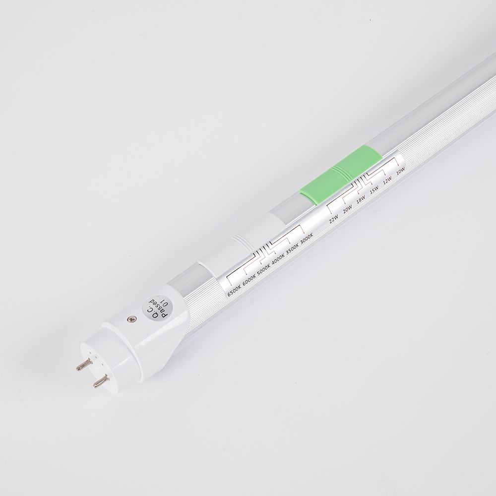 Hybrid T8 4ft LED Tube/Bulb - 22w/20w/18w/ 15w/12w/10w Watt Adjustable, 130lm/w, 3000k/3500k/4000k/5000k/6000k/6500k CCT Changeable, Clear, Base G13, Single End/ Double End Power - Ballast Compatible or Bypass