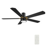TARRASA 52 inch 5 - Blade Flush Mount Smart Ceiling Fan with LED Light & Remote - LEDMyPlace