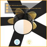 TARRASA 52 inch 5 - Blade Flush Mount Smart Ceiling Fan with LED Light & Remote - LEDMyPlace