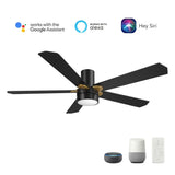 TARRASA 52 inch 5 - Blade Flush Mount Smart Ceiling Fan with LED Light & Remote - LEDMyPlace